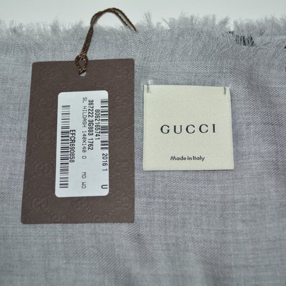 NWT GUCCI WOOL MODAL HORSEBIT LOGO PATTERN SCARF WRAP - Picture 8 of 9